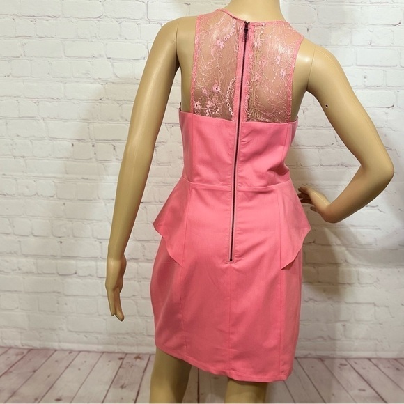 ARDEN B PINK Peplum Knee length dress with lace inset Vintage Y2K Size M Nwt - Picture 5 of 12
